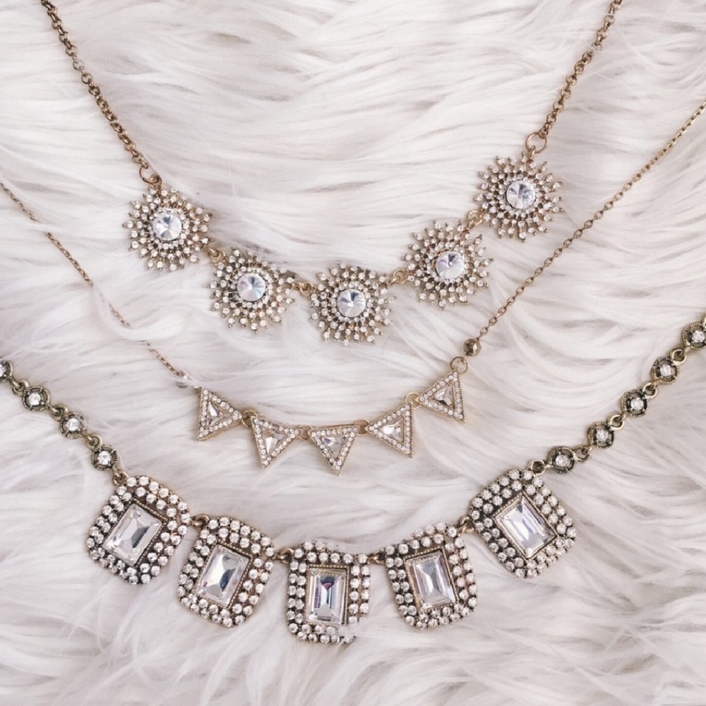 3 different Rhinestone Crystal Gem Necklace